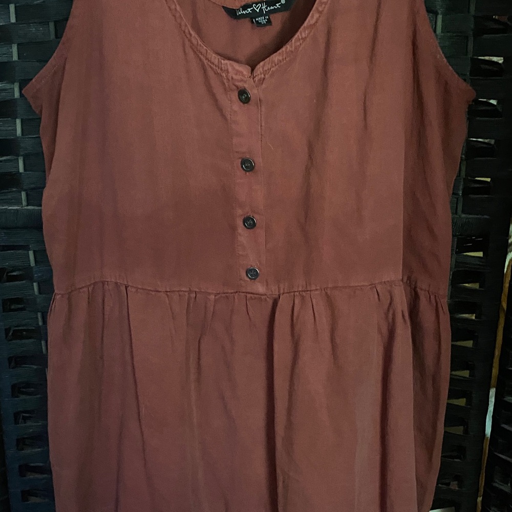 Velvet Heart Rust Button-Front Mini Dress - Picture 4 of 5